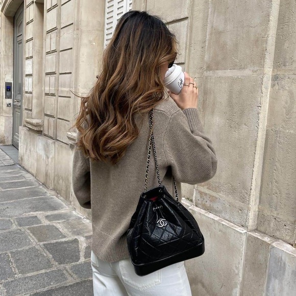 CHANEL Gabrielle Mini Backpack Chain Bag in Quilted Black Leather - Picture 2 of 16